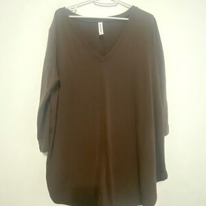 Zenana Premium XL Rich Brown Tunic Long Sleeve Top